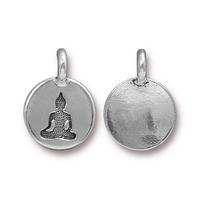 Silver Buddha charm for a mala necklace - MeraKalpa Malas