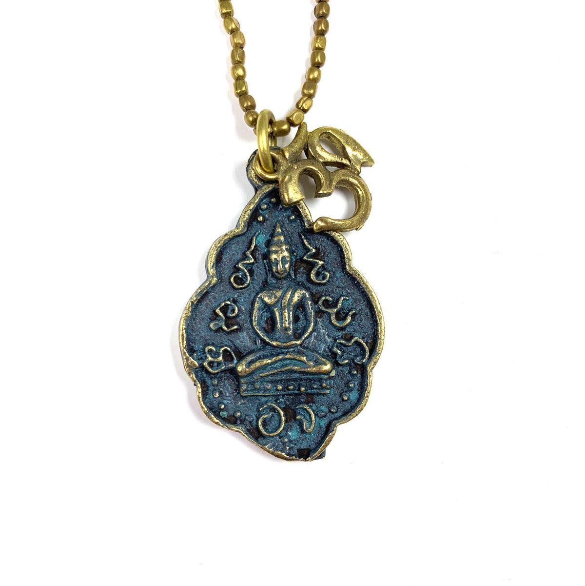 Bali Antique Buddha Necklace with Om Charm