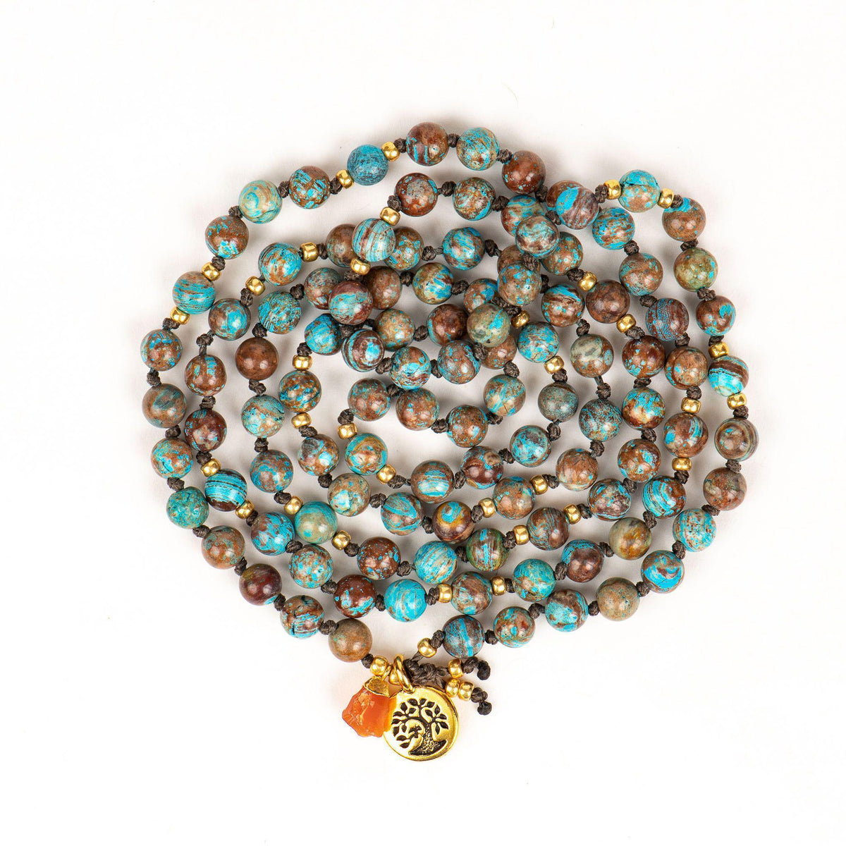 Blue and Brown Jasper Mala Bracelet Kit DIY Prayer Beads Merakalpa Malas