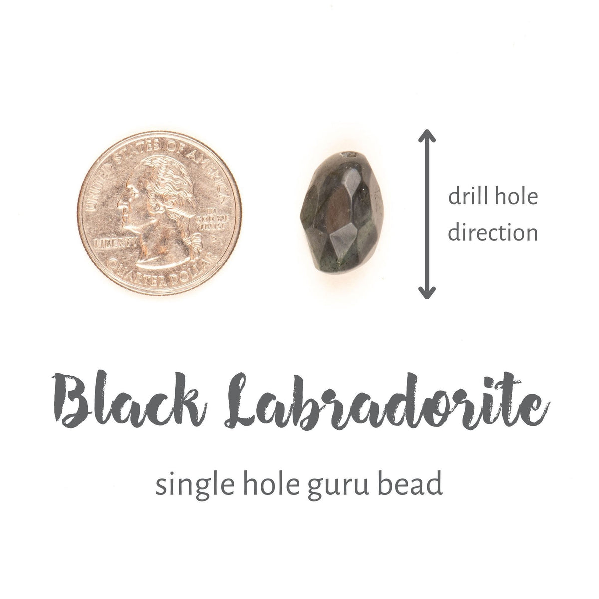 Black Labradorite Barrel Guru Beads