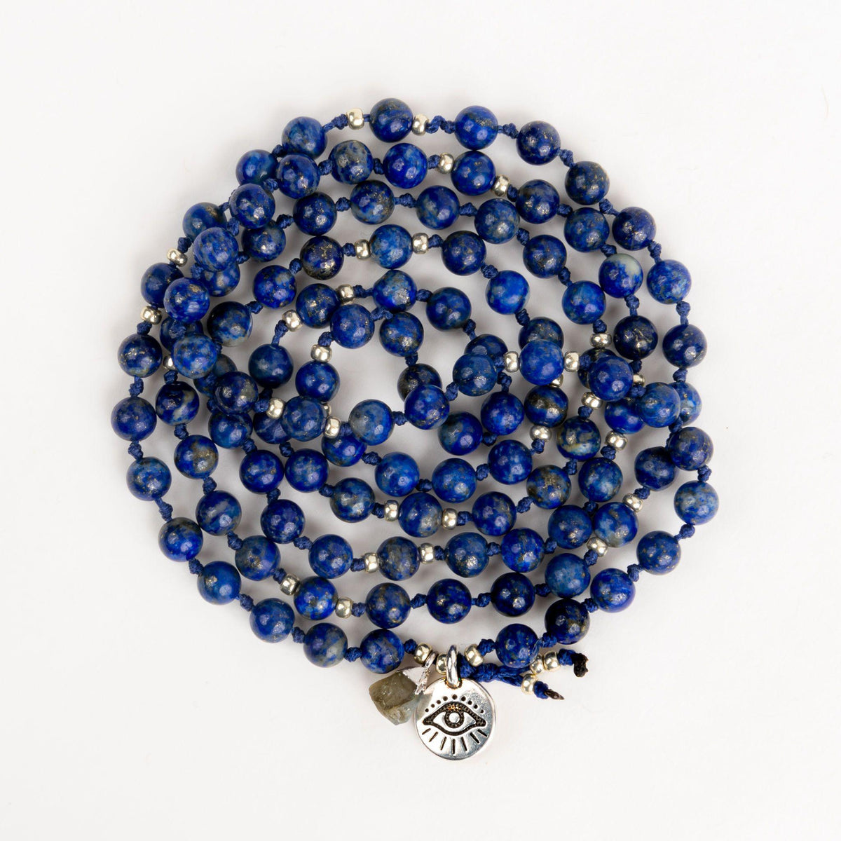 blue lapis lazuli mala beads with labradorite charm learn how to make a mala by merakalpa malas