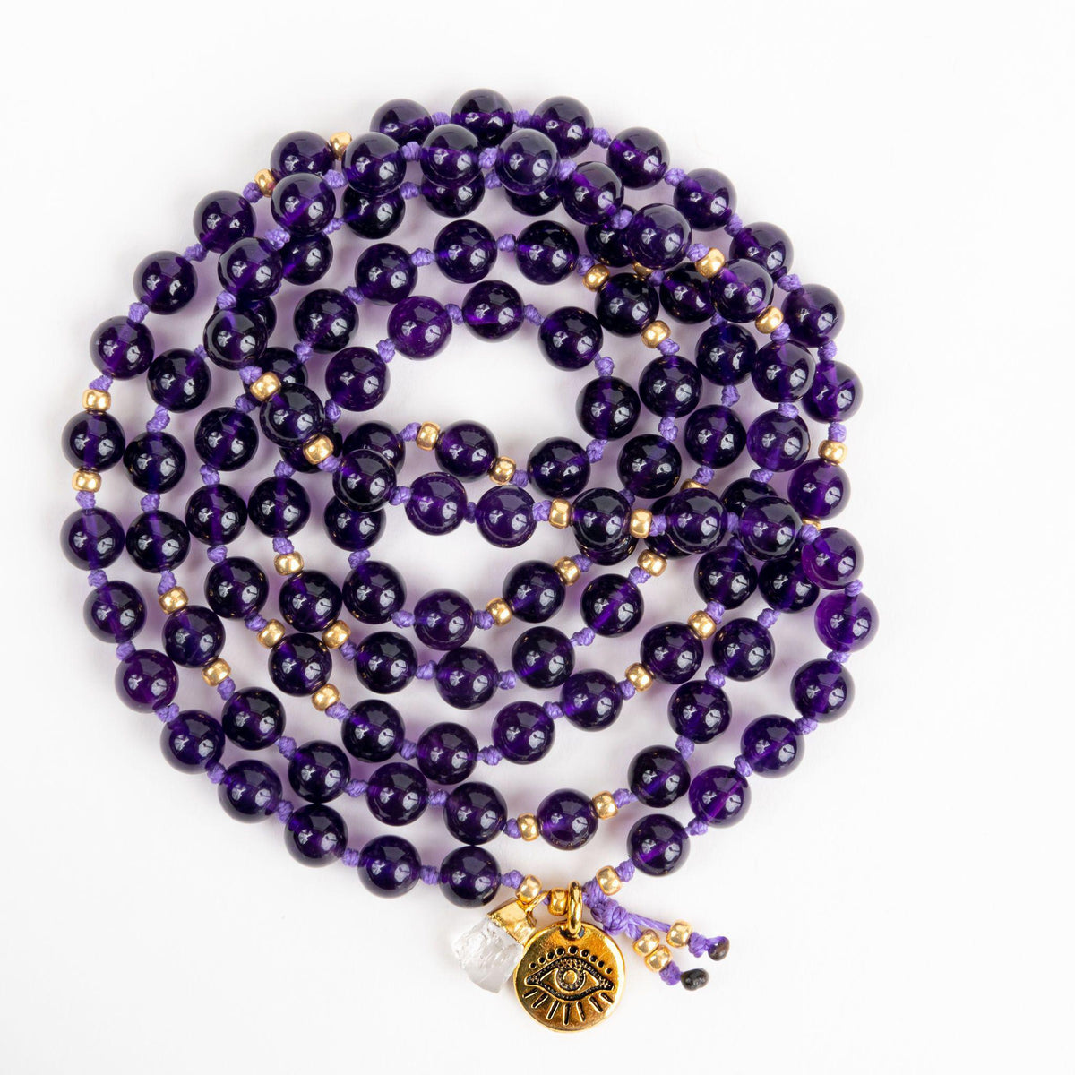 Purple Prayer Beads Wrap Braceler Mala Beads Gemstone Jewelry Merakalpa Malas