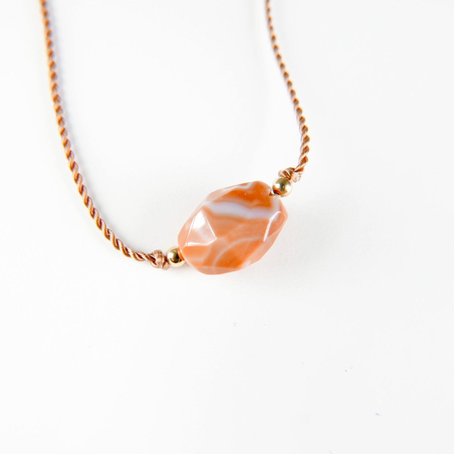 Minimalist Agate Necklace-Necklace-MeraKalpa Malas
