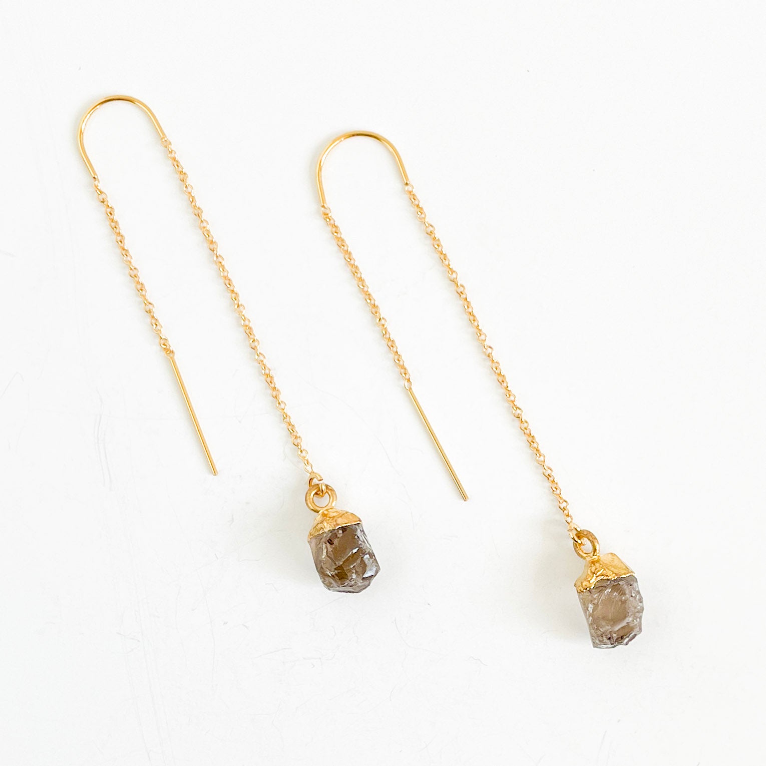 Smoky Quartz Threader Earrings