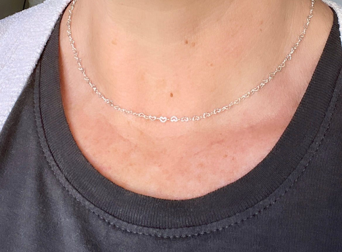 Sterling Silver Dainty Heart Chain Necklace