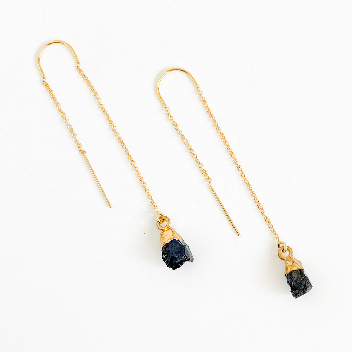 Black Onyx Threader Earrings