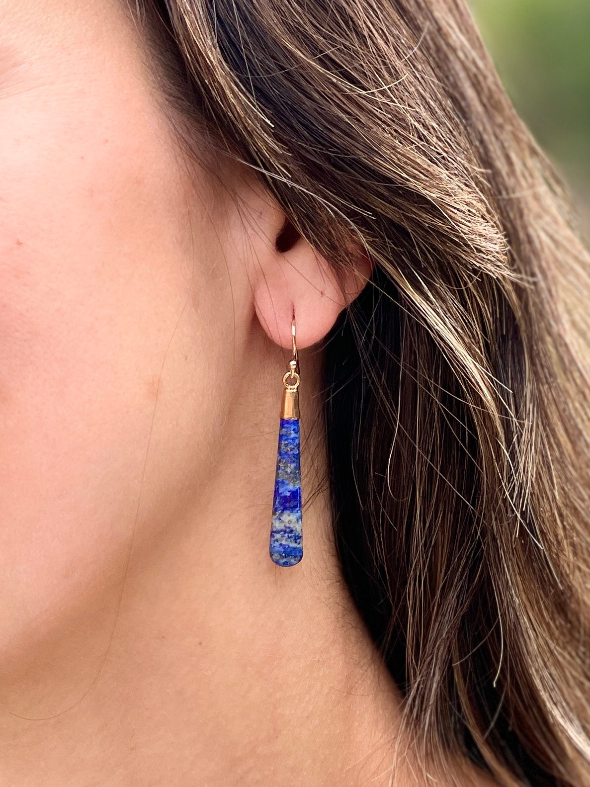 Lapis Lazuli Long Dangle Earrings