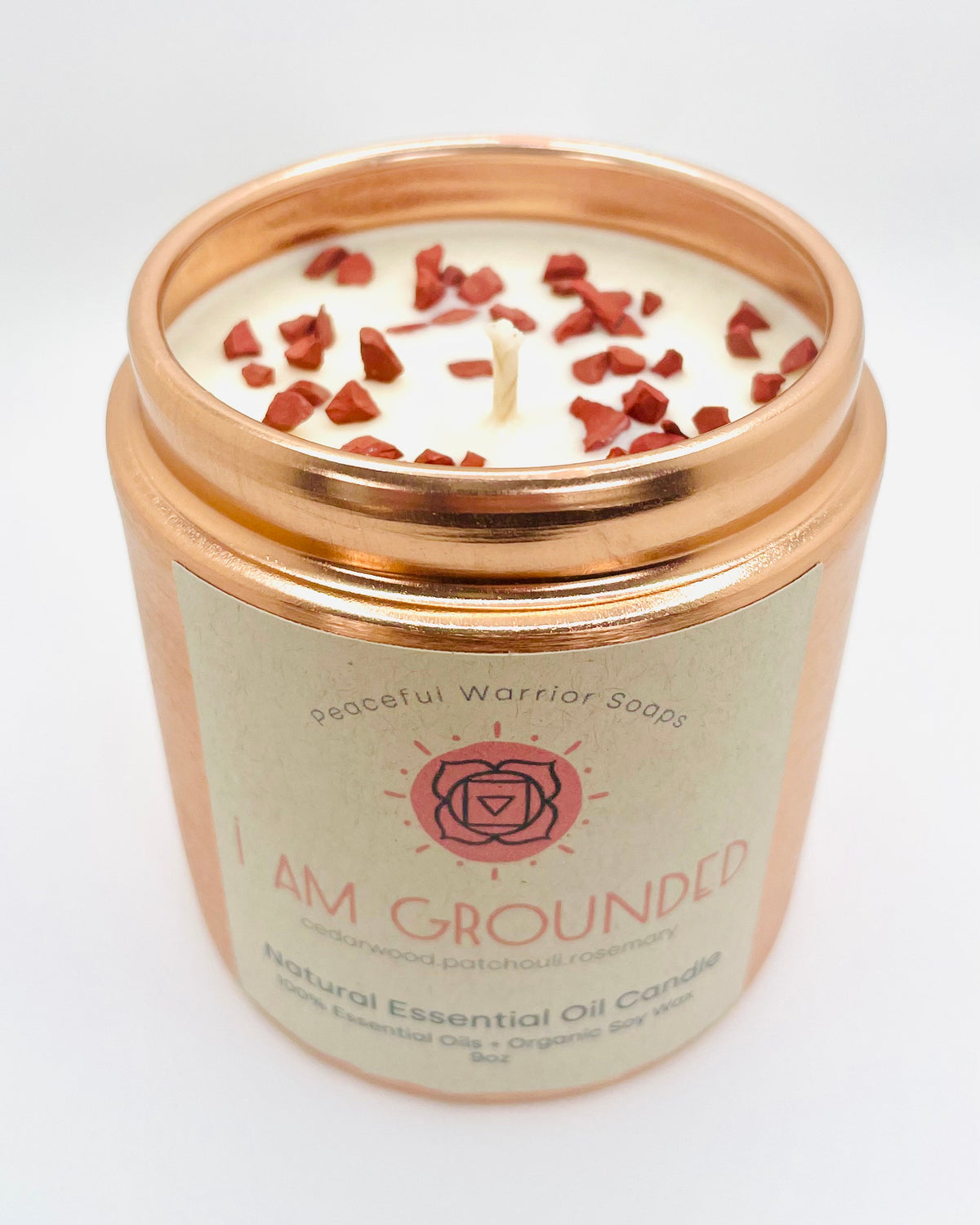 I Am Grounded Essential Oil Candle with Red Jasper