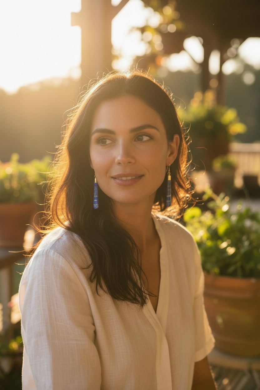 Tapping Into Wisdom Lapis Gold Earrings