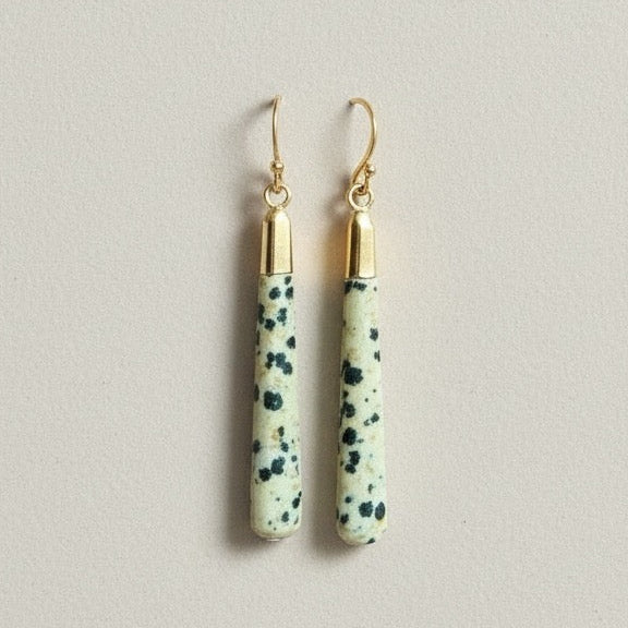 Tapping Into Joy Dalmation Jasper Gold Earrings