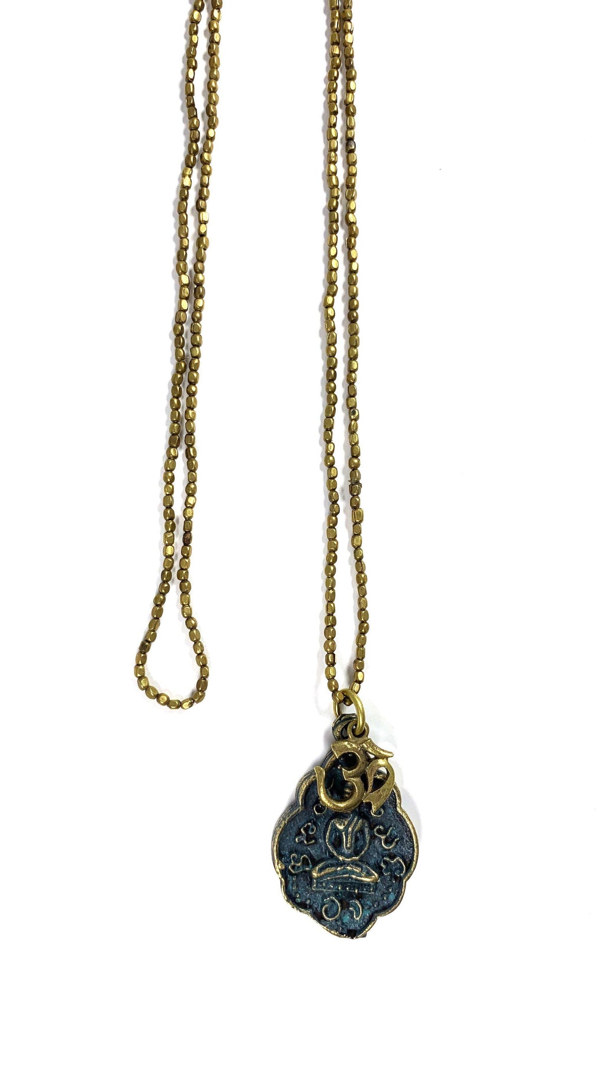Bali Antique Buddha Necklace with Om Charm