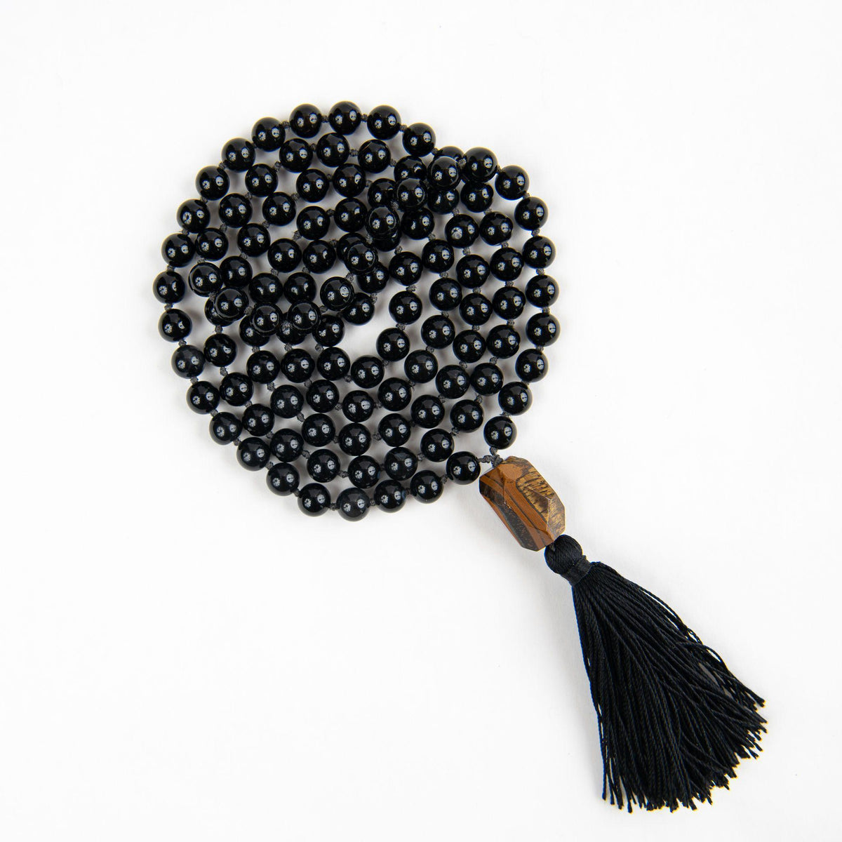 Black Onyx Mala Beads with Tiger&#39;s Eye Gift for Him Merakalpa Malas