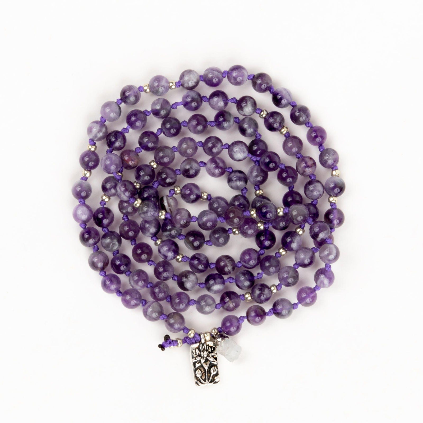 Chevron Amethyst Mala Wrap Bracelet Gift for Her Merakalpa Malas