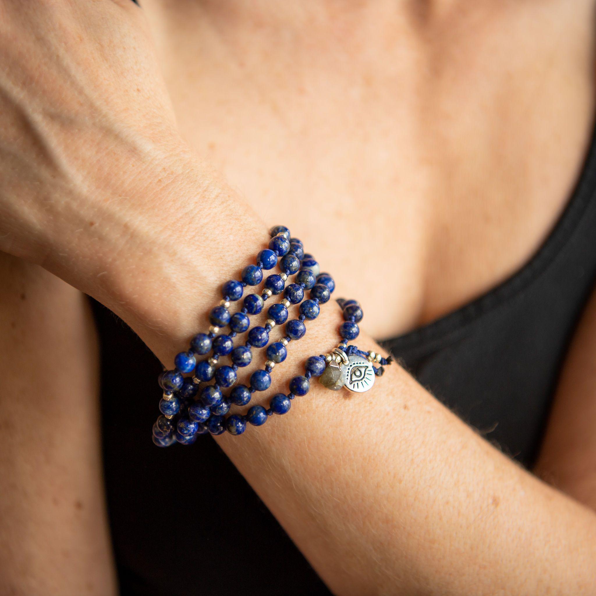 Lapis Lazuli Pyrite Bracelet | Spiritual Junkies | Yoga Meditation |  Stackable Mala Bracelet