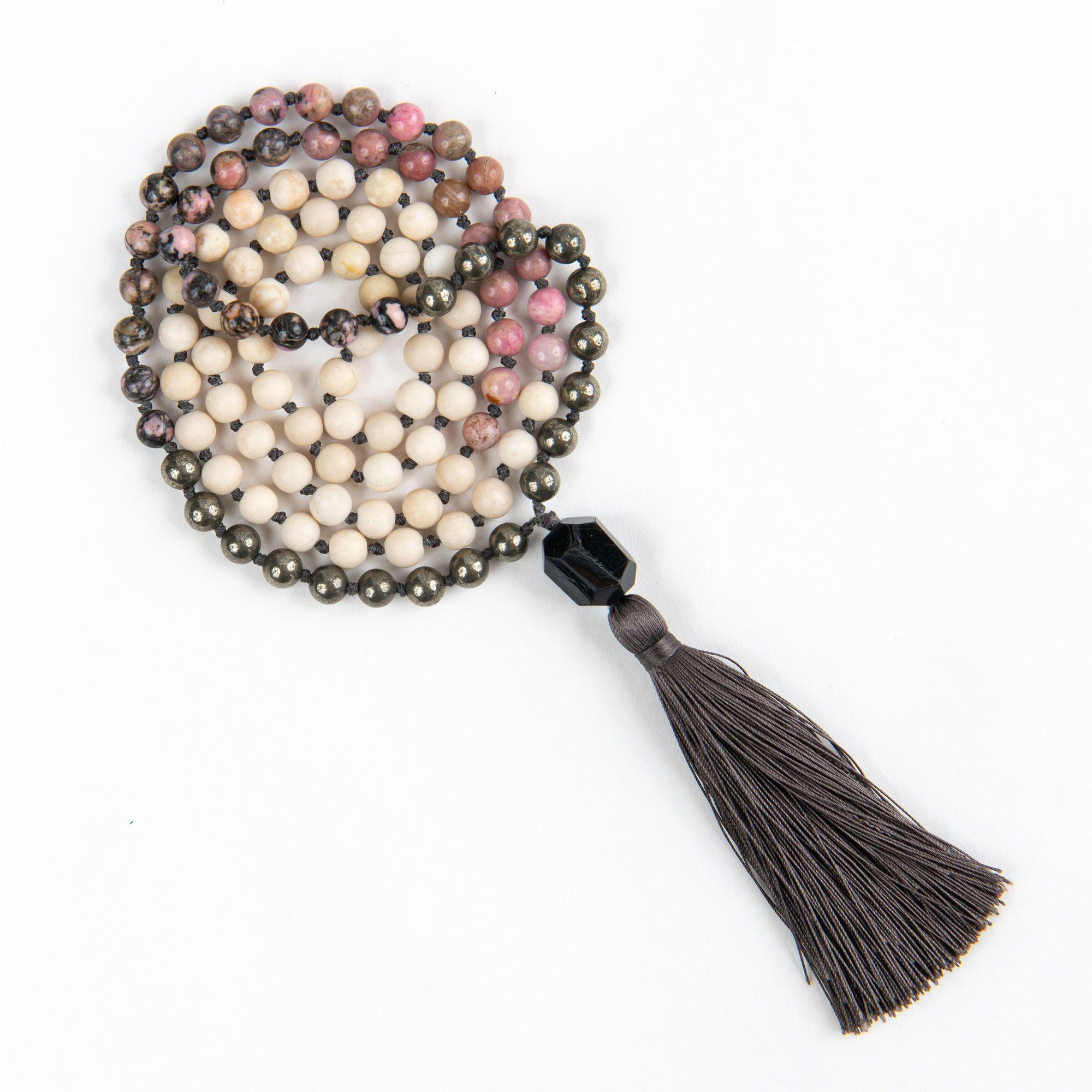Ombre Mala Beads with Rhodonite for Heart Chakra Merakalpa Malas