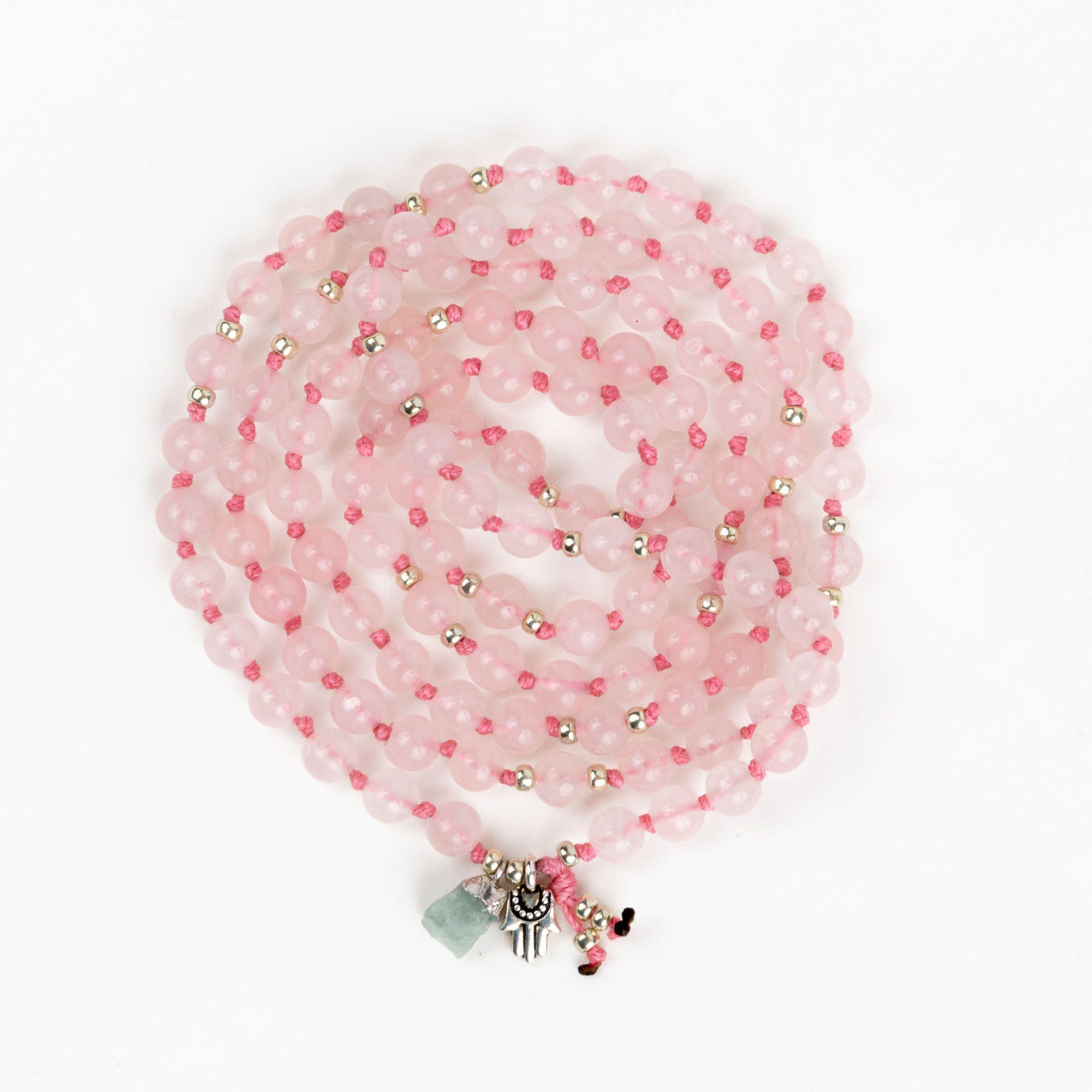 Rose Quartz Mala Bracelet Love + Compassion Gift for Her Merakalpa Malas