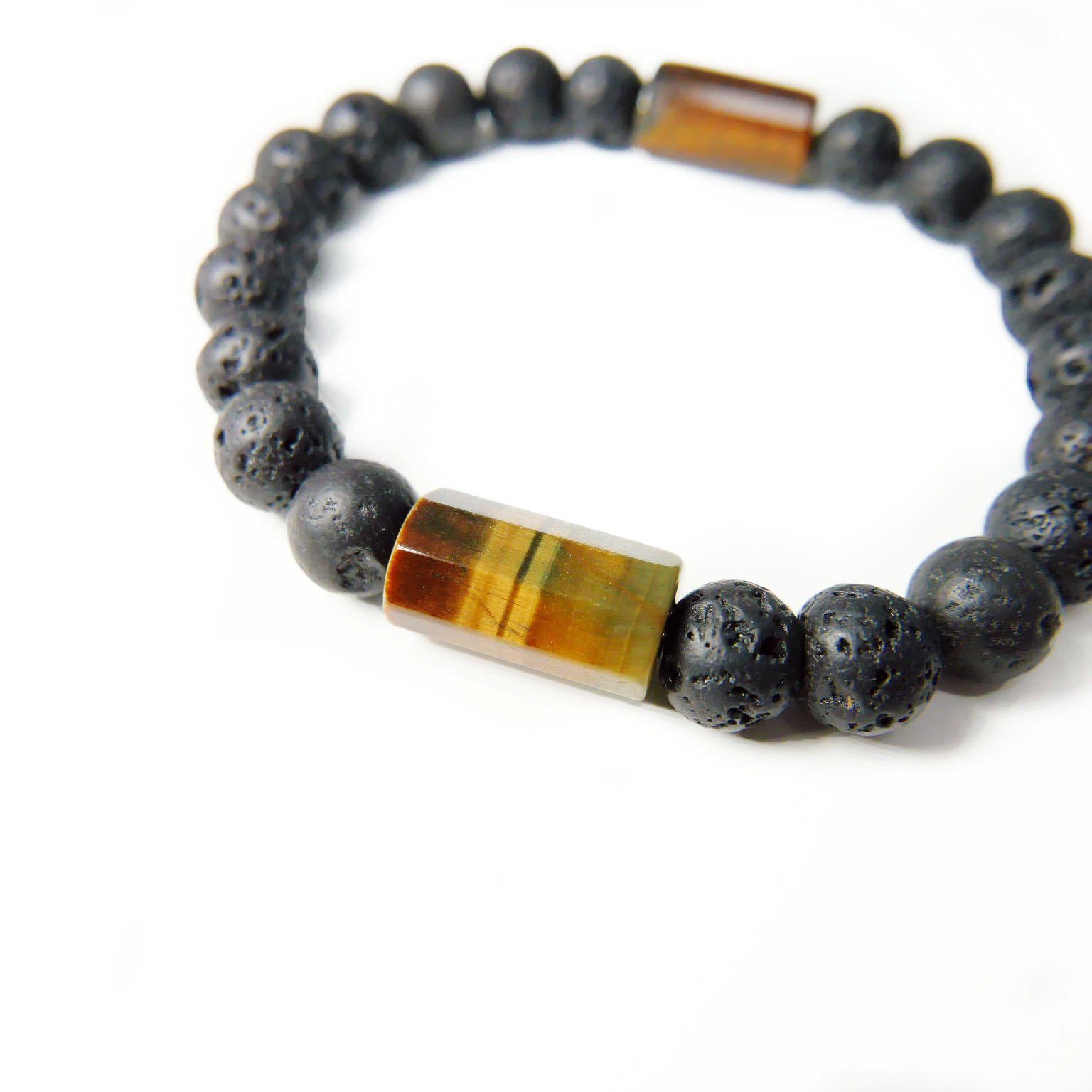 men's bracelet black lava stretch bracelet merakalpa malas