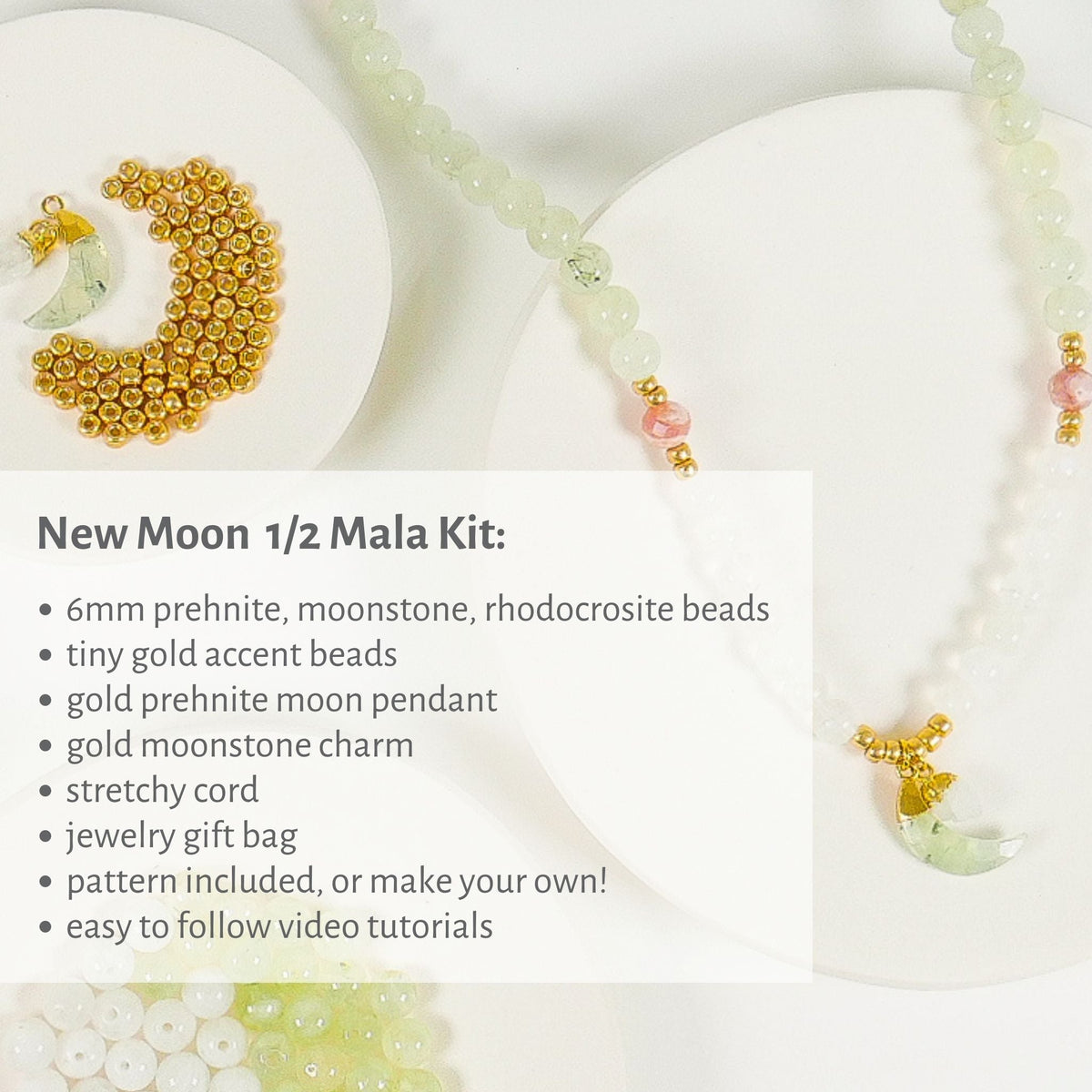 New Moon 1/2 Mala Stretch Bracelet (AVAILABLE TO SHIP THE WEEK OF SEPT 27TH!)