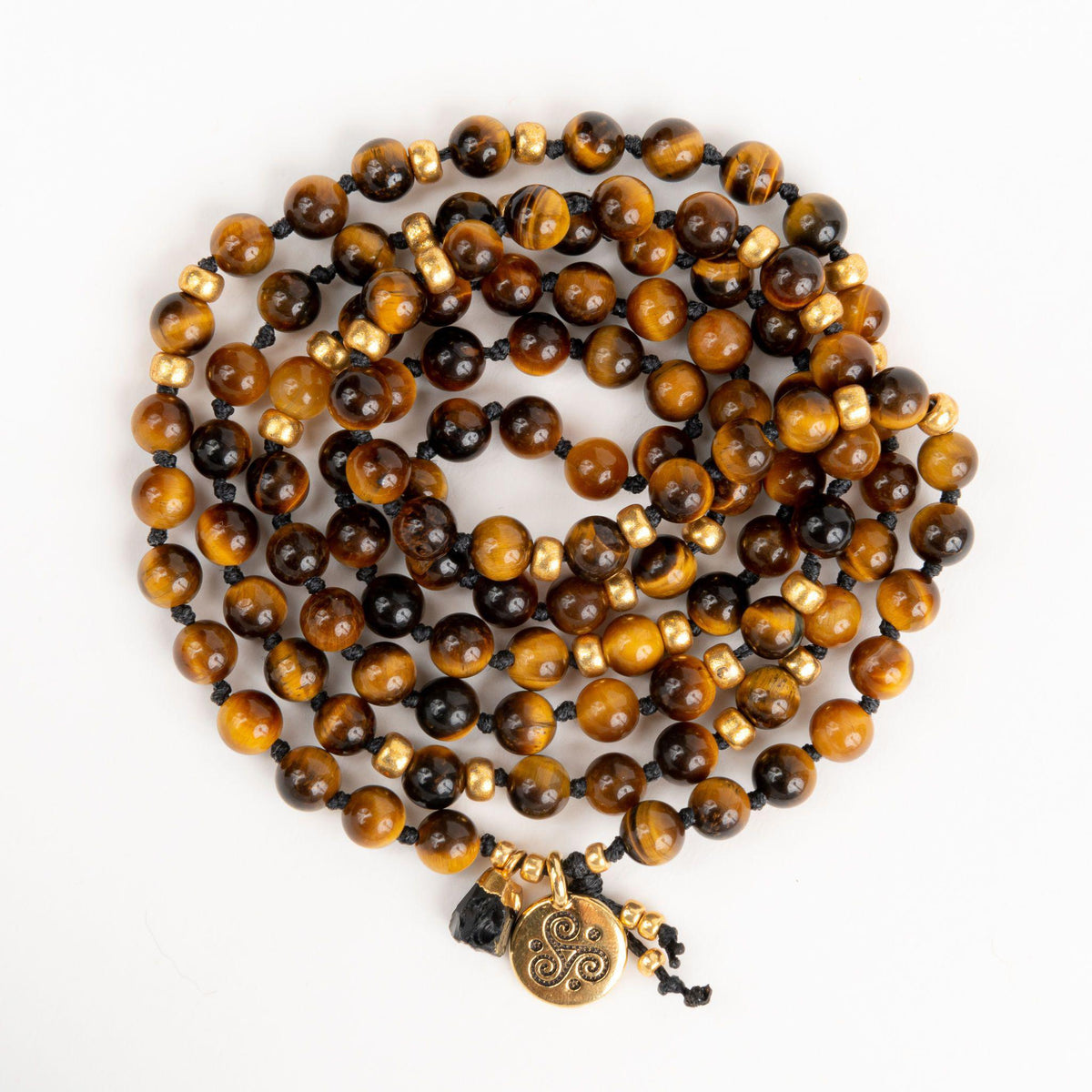 Tiger&#39;s Eye Mala Prayer Beads Bracelet Merakalpa Malas