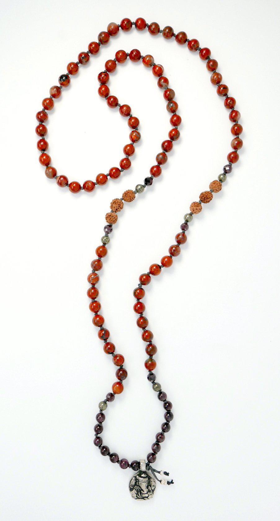 Completed mala necklace with Ganesh guru bead for strength and vitality - MeraKalpa Malas