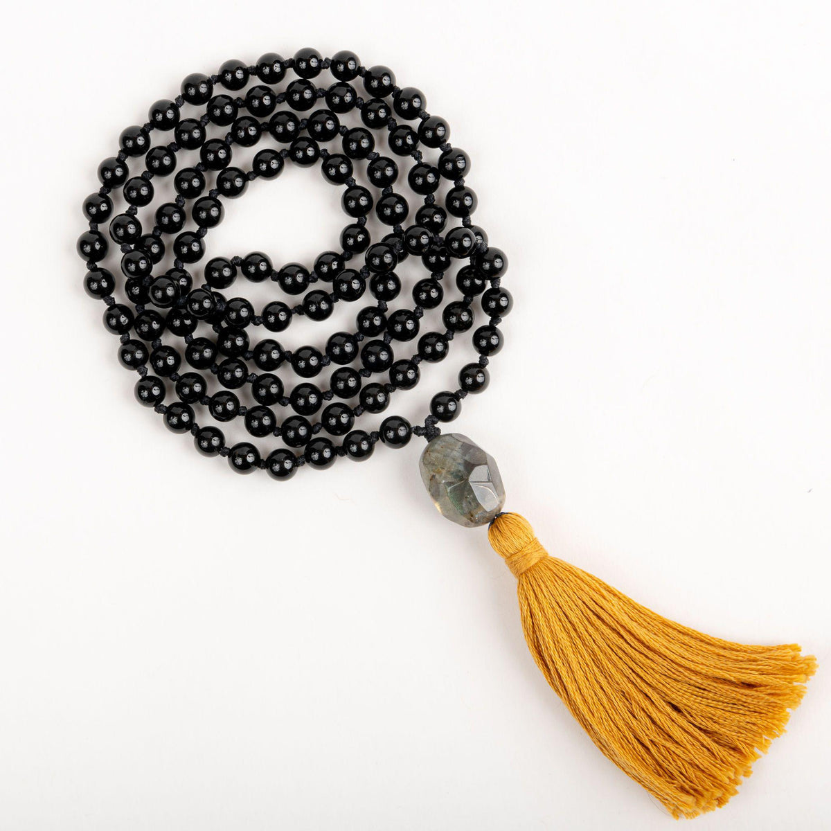 Black Mala Bead Necklace for Meditation Merakalpa Malas