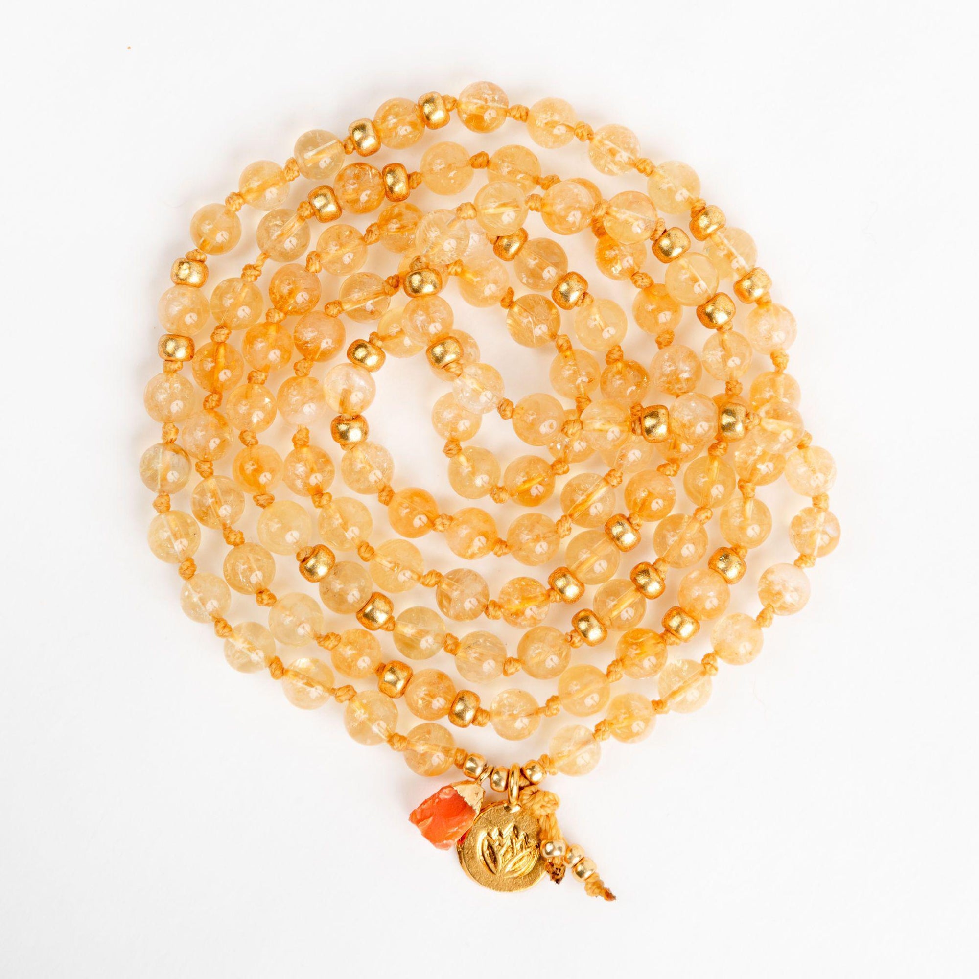 Citrine Mala Beads Wrap Bracelet for Manifesting Merakalpa Malas