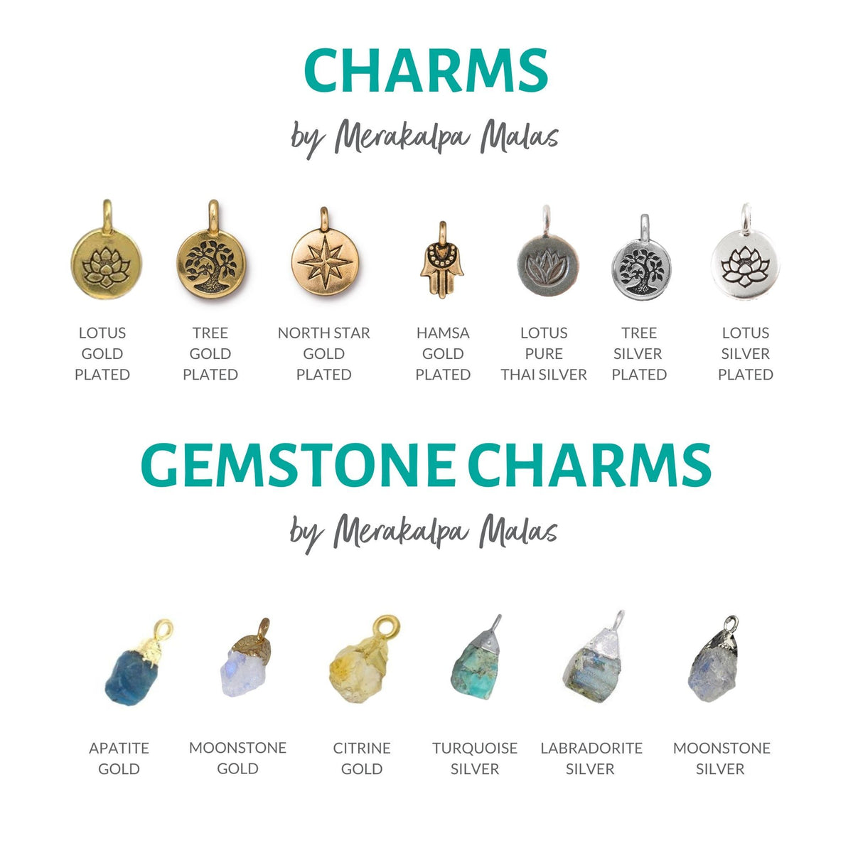 Amazonite Mala Bracelet Metal and Gemstone Charms for Jewlery Merakalpa Malas